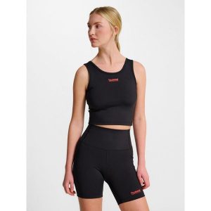Biustonosz dla kobiet Hummel Intensity Top. Czarne topy Hummel, bez wzorów, bez kołnierzyka, bez ramiączek. Za 196,50 zł.
