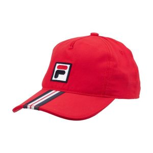 Czapka tenisowa z dzaszkiem Fila Cap Bobby. Czerwone czapki Fila, bez wzorów, z materiału. Za 79,00 zł.