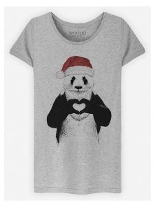 WOOOP Koszulka "Santa Panda" w kolorze szarym rozmiar: XL. Szare bluzki Wooop, xl, bez wzorów, z wiskozy, bez kołnierzyka, bez ramiączek. Za 65,85 zł.