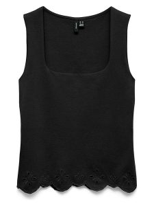 Vero Moda Top w kolorze czarnym rozmiar: M. Czarne topy Vero Moda, m, bez wzorów, z bawełny, bez kołnierzyka, bez ramiączek. Za 71,56 zł.