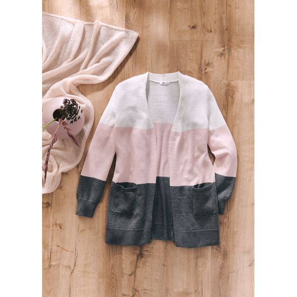 Długi sweter rozpinany, długi rękaw. Białe kardigany bonprix. Za 119,99 zł.