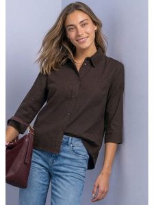 Street One Koszula w kolorze ciemnobrązowym rozmiar: 38. Brązowe koszule Street One, bez wzorów, z bawełny, bez kołnierzyka, bez ramiączek. Za 184,95 zł.