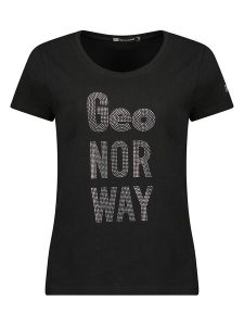 Geographical Norway Koszulka "Jutifa" w kolorze czarnym rozmiar: XL. Czarne bluzki Geographical Norway, xl, bez wzorów, bez kołnierzyka, bez ramiączek. Za 48,45 zł.
