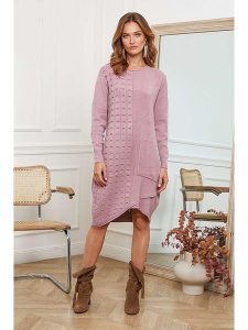 Joséfine Sukienka dzianinowa "Alfonse" w kolorze jasnoróżowym rozmiar: M. Różowe sukienki Joséfine, na co dzień, m, bez wzorów, z dzianiny, bez kołnierzyka, bez ramiączek, midi, proste. Za 179,22 zł.