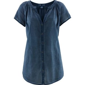 "Bluzka bawełniana ""cold-dyed"", krótki rękaw, ze zrównoważonej bawełny". Szare bluzki bonprix, bez wzorów, z bawełny, bez kołnierzyka, bez ramiączek. Za 89,99 zł.