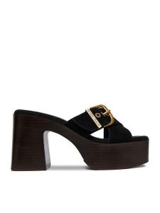 Guess Jeans Klapki CEO-JD421-3 Czarny. Czarne klapki Guess Jeans, z aplikacjami, z jeansu, bez obcasa. Za 329,99 zł.