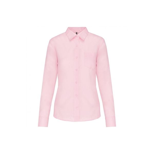 Damska koszula z długim rękawem Kariban Jessica. Czerwone koszule KARIBAN, bez wzorów, bez kołnierzyka, bez ramiączek. Za 157,50 zł.