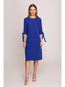 Stylove Sukienka w kolorze niebieskim rozmiar: XL. Niebieskie sukienki Stylove, na co dzień, xl, bez wzorów, bez kołnierzyka, bez ramiączek, midi, proste. Za 188,85 zł.