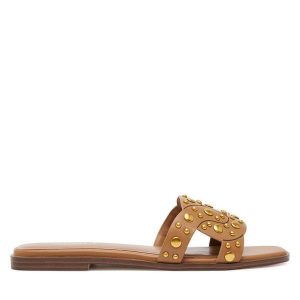 Klapki TWINSET. Brązowe klapki Twinset, bez wzorów, bez obcasa. Za 429,99 zł.