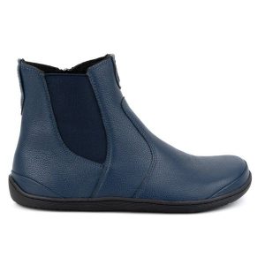 Olivier Damskie buty barefoot sztyblety z zamkiem ocieplane 1263 granatowe niebieskie. Niebieskie botki bez wzorów, ze skóry, bez obcasa, bez zapięcia. Za 529,52 zł.