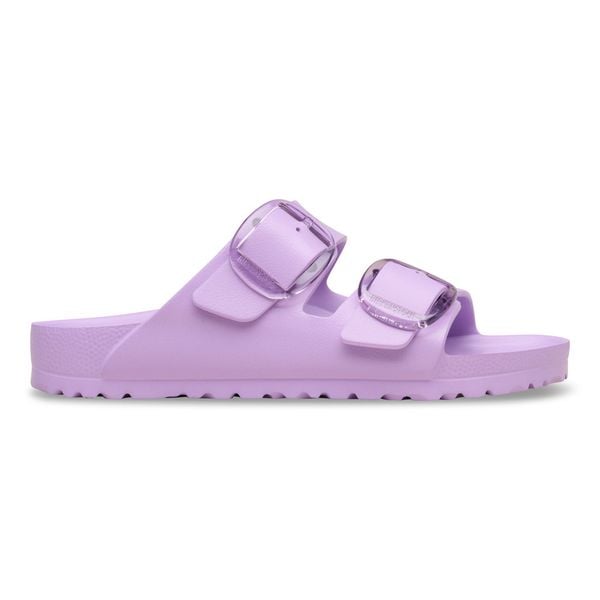 BIRKENSTOCK Arizona Big Buckle EVA Crocus Klapki damskie. Fioletowe klapki Birkenstock, bez wzorów, bez obcasa. Za 269,99 zł.