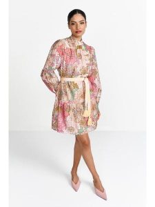 Rich & Royal Sukienka ze wzorem rozmiar: 40. Sukienki Rich & Royal, bez wzorów, z tkaniny, bez kołnierzyka, bez ramiączek, mini. Za 487,72 zł.