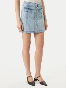 Morgan Spódnica jeansowa 251-JOLAM Błękitny Regular Fit. Niebieskie spódnice Morgan, bez wzorów, z bawełny. Za 279,99 zł.