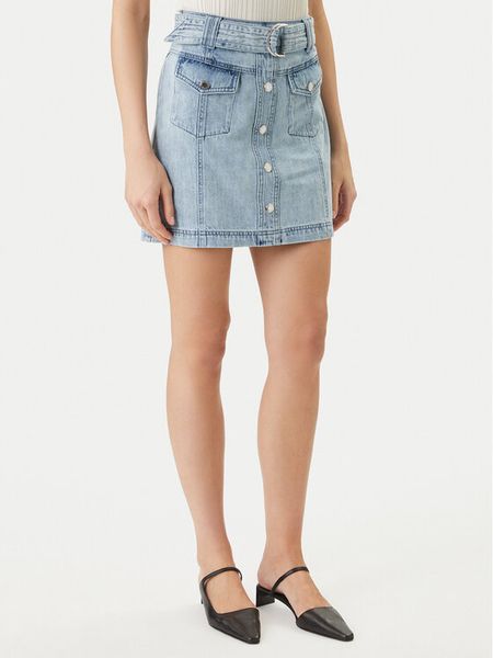 Morgan Spódnica jeansowa 251-JOLAM Błękitny Regular Fit. Niebieskie spódnice Morgan, bez wzorów, z bawełny. Za 279,99 zł.