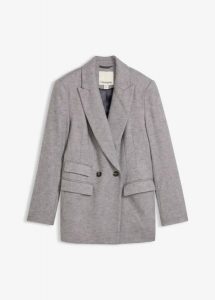 Żakiet z wełną. Szare marynarki i żakiety bonprix, bez wzorów, z wełny, eleganckie. Za 359,99 zł.