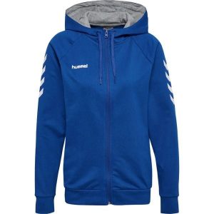 Bluza z kapturem do piłki ręcznej damska Hummel Go Cotton Zip Hoodie Woman. Niebieskie bluzy Hummel, xs, bez wzorów, z kapturem. Za 232,00 zł.