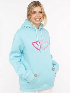 Zwillingsherz Bluza "Big Hearts" w kolorze turkusowym rozmiar: L/XL. Niebieskie bluzy Zwillingsherz, l, bez wzorów, z kapturem. Za 228,38 zł.