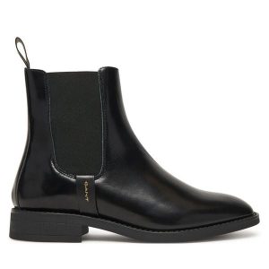 Sztyblety Gant. Czarne botki GANT, bez wzorów, bez obcasa, na płaskiej podeszwie, bez zapięcia. Za 579,99 zł.