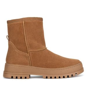 Śniegowce Lasocki. Brązowe buty zimowe Lasocki, bez obcasa, bez zapięcia. Za 259,99 zł.