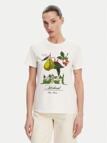 Weekend Max Mara T-Shirt Teiera 2515971052 Biały Regular Fit. Białe t-shirty Weekend Max Mara, xs, bez wzorów, z bawełny, bez kołnierzyka, bez ramiączek. Za 249,99 zł.