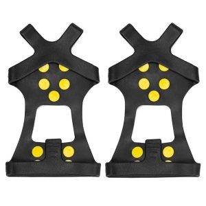 Raczki na buty turystyczne, antypoślizgowe nakładki kolce rozmiar 35-38 czarne. Czarne buty trekkingowe SPRINGOS, bez zapięcia. Za 8,99 zł.