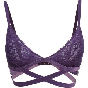 Biustonosz z trójkątnymi miseczkami bonprix ciemny lila. Biustonosze marki bonprix. Za 37,99 zł.