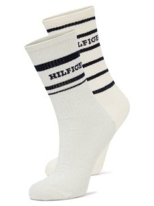 Tommy Hilfiger Skarpety w 2-paku Kobiety drobna dzianina szary|biały jednolity, 35-38. Białe skarpetki TOMMY HILFIGER, bez wzorów, z bawełny. Za 69,95 zł.