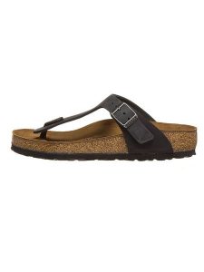 Birkenstock Skórzane japonki "Gizeh" w kolorze czarnym rozmiar: 37. Czarne klapki Birkenstock, bez wzorów, z otwartym noskiem, bez obcasa. Za 436,14 zł.