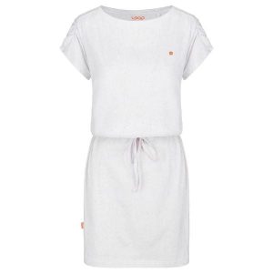 Damska sukienka sportowa Loap Burka biała. Białe sukienki LOOP, xs, bez wzorów, klasyczne, bez kołnierzyka, bez ramiączek, mini, sportowe. Za 134,99 zł.