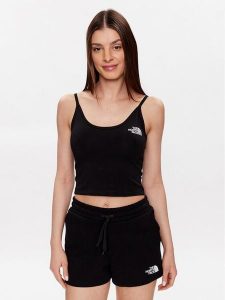 The North Face Top NF0A55AQ Czarny Cropped Fit. Czarne topy The North Face, l, bez wzorów, z bawełny, bez kołnierzyka, bez ramiączek. Za 129,99 zł.