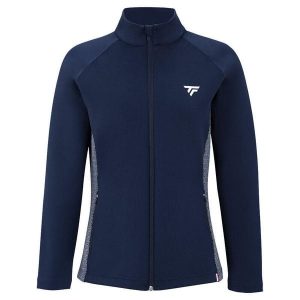 Damska bluza dresowa Tecnifibre Tour 2024. Niebieskie kurtki TECNIFIBRE, bez wzorów, z dresówki, bez kaptura. W wyprzedaży za 393,50 zł.
