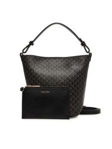 Calvin Klein Torebka Emblem Aop Sm Bucket Crossbody LV04F3506G Czarny. Czarne torebki klasyczne Calvin Klein, bez wzorów, ze skóry, bez dodatków. Za 449,99 zł.