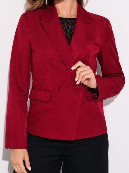 Taliowany żakiet - koralowy. Pomarańczowe marynarki i żakiety Sinsay, l, bez wzorów. Za 79,99 zł.