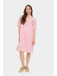 SAINT TROPEZ Sukienka w kolorze jasnoróżowym rozmiar: S. Różowe sukienki Saint Tropez, s, bez wzorów, z bawełny, bez kołnierzyka, bez ramiączek, midi. Za 169,95 zł.