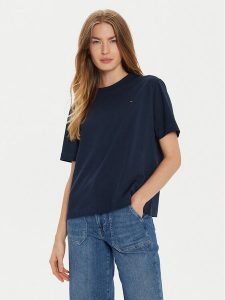 Tommy Hilfiger T-Shirt Modern Flag WW0WW43597 Granatowy Relaxed Fit. Niebieskie t-shirty TOMMY HILFIGER, xs, bez wzorów, z bawełny, bez kołnierzyka, bez ramiączek. Za 149,99 zł.