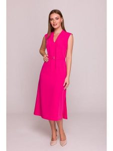 Stylove Sukienka w kolorze różowym rozmiar: XL. Różowe sukienki Stylove, xl, bez wzorów, bez kołnierzyka, bez ramiączek, midi. Za 229,99 zł.