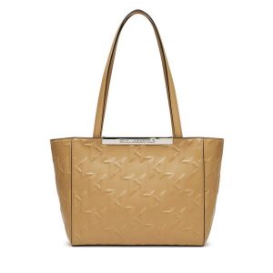 Torebka KARL LAGERFELD. Brązowe shopper bag KARL LAGERFELD, bez wzorów, bez dodatków. Za 779,99 zł.