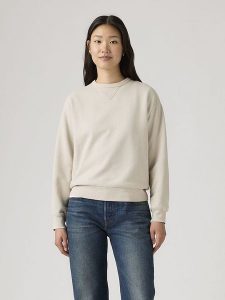 Levi's Sweter w kolorze kremowym rozmiar: S. Brązowe swetry oversize Levi's®, s, bez wzorów, z bawełny, bez ramiączek. Za 104,89 zł.