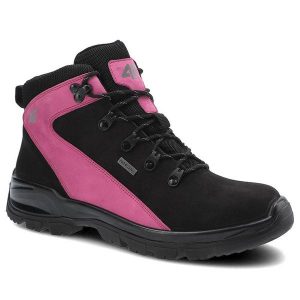 Czarne Buty Trekkingowe 4F Damskie Wygodne Obuwie. Czarne botki 4f, bez wzorów, z materiału, bez obcasa, na płaskiej podeszwie, bez zapięcia. Za 309,00 zł.