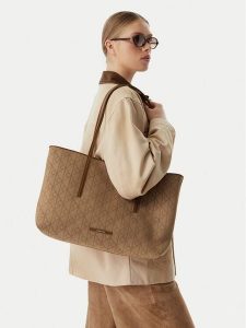 Calvin Klein Torebka Emblem Aop Jacquard LV04F3750G Khaki. Brązowe shopper bag Calvin Klein, bez wzorów, z materiału, bez dodatków. Za 649,99 zł.