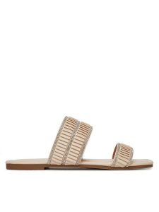 JENNY Klapki LC053408 Beżowy. Brązowe klapki Jenny, bez wzorów, z materiału, bez obcasa. Za 89,99 zł.