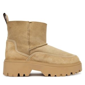 Śniegowce Tommy Hilfiger. Brązowe buty zimowe TOMMY HILFIGER, bez obcasa, bez zapięcia. Za 899,99 zł.