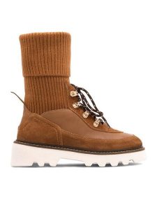 Badura Botki STARK-06W4-023 Brązowy. Brązowe botki Badura, bez wzorów, z materiału, bez obcasa, na płaskiej podeszwie, bez zapięcia. Za 379,99 zł.