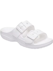 Klapki Dla Dorosłych Crocs Saturday Sandal. Białe klapki Crocs, bez wzorów, z materiału, bez obcasa. Za 199,99 zł.