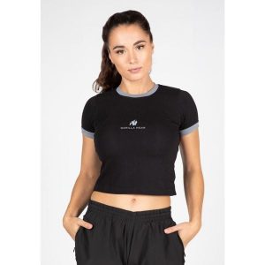 New Orleans Cropped Koszulka - Czarny. Czarne bluzki GORILLA WEAR, xs, bez wzorów, sportowe, bez kołnierzyka, bez ramiączek. Za 110,00 zł.
