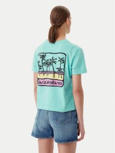 Quiksilver T-Shirt EQWZT03181 Turkusowy. Niebieskie t-shirty Quiksilver, xs, bez wzorów, z bawełny, bez kołnierzyka, bez ramiączek. Za 59,99 zł.
