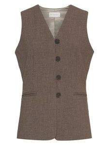 MOSS COPENHAGEN Kamizelka "Rosina" w kolorze szarobrązowym rozmiar: XL. Brązowe kamizelki Moss Copenhagen, xl, bez wzorów, bez kołnierzyka, bez ramiączek, bez kaptura. Za 182,72 zł.