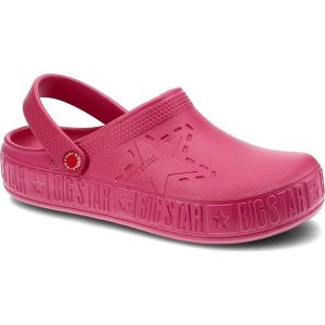 Różowe Klapki Big Star Wodoodporne Buty Damskie. Czerwone klapki Big Star, z aplikacjami, bez obcasa. Za 79,99 zł.