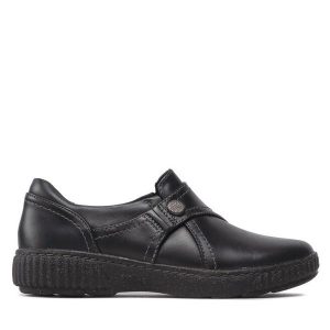 Półbuty Clarks. Czarne półbuty Clarks, bez wzorów, bez obcasa, na płaskiej podeszwie, bez zapięcia. Za 179,99 zł.