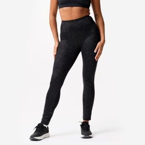 Legginsy fitness damskie Domyos. Szare legginsy DOMYOS, bez wzorów, z elastanu, z podwyższonym stanem. Za 79,99 zł.